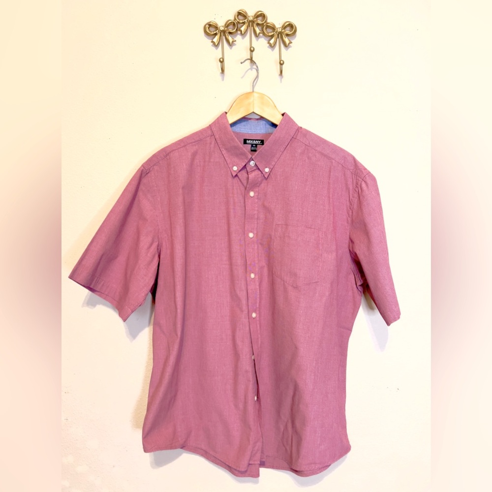 Mix & NY Casual Red/Pink Button Down Shirt with Short Sleeves